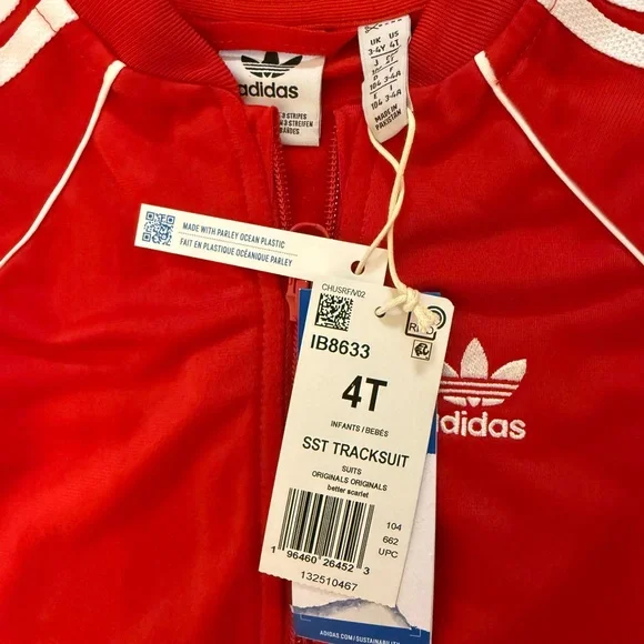 Adidas Red SST Tracksuit with White Accents - Picture 3 of 4